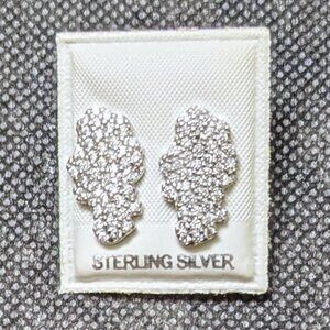 🆕 STERLING SILVER MICRO PAVE CZ NUGGET STUD EARRINGS - UNISEX